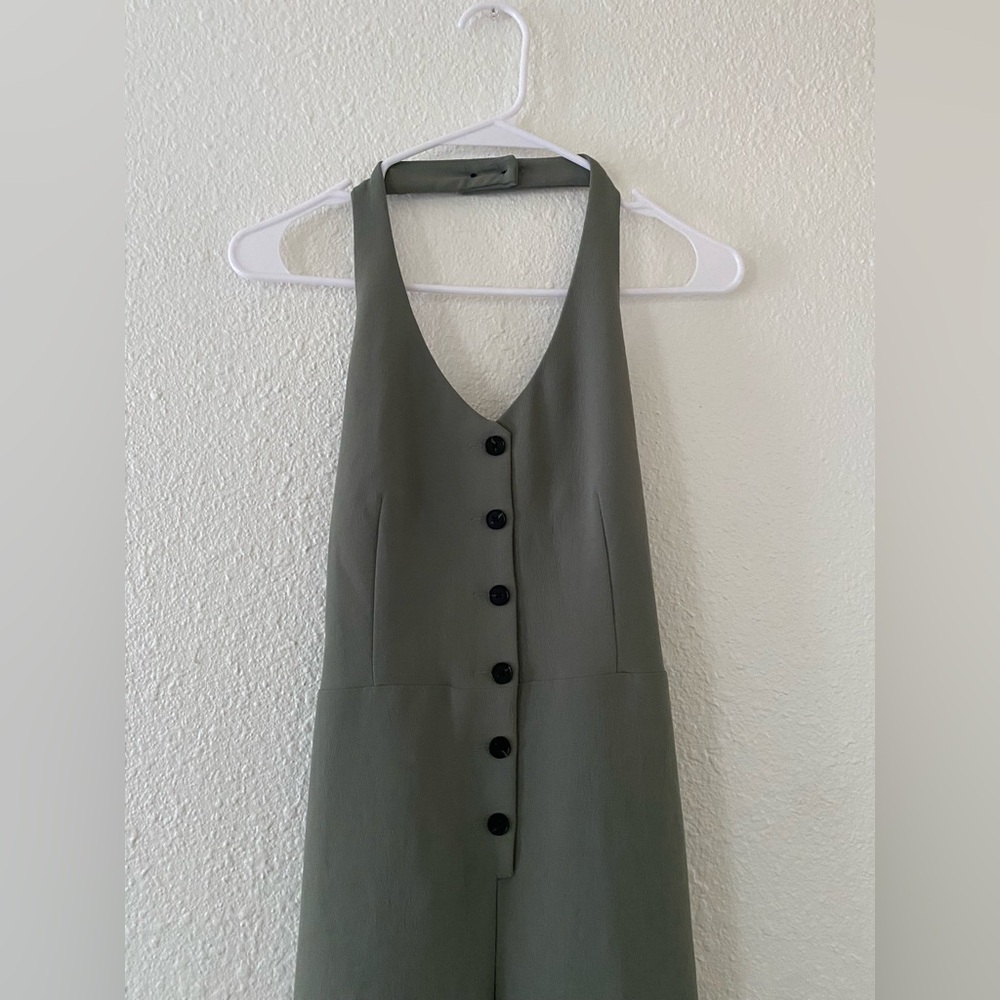 Aritzia Wilfred Upscale Olive Green Halter Jumpsuit - Picture 7 of 11